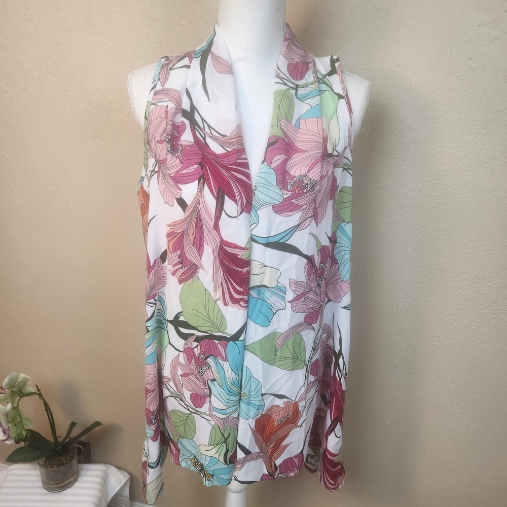 Spense Sleeveless Floral Blouse Large (5966)